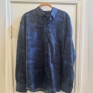 Men's Robert Graham Tailored Fit Navy Camo Inspired Shirt